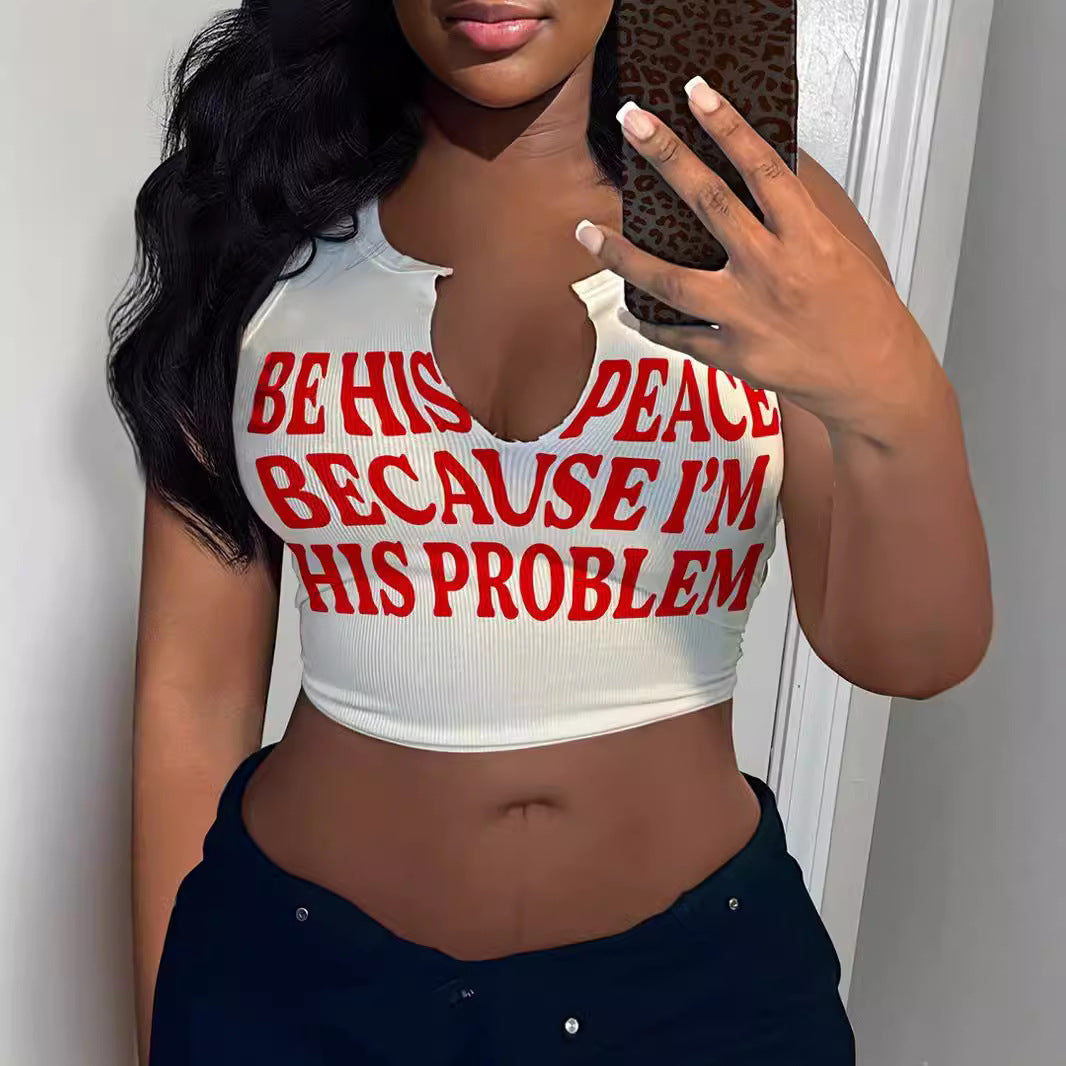 Damen Crop-Top mit auffälligem Schriftzug und lockerer Passform Drune