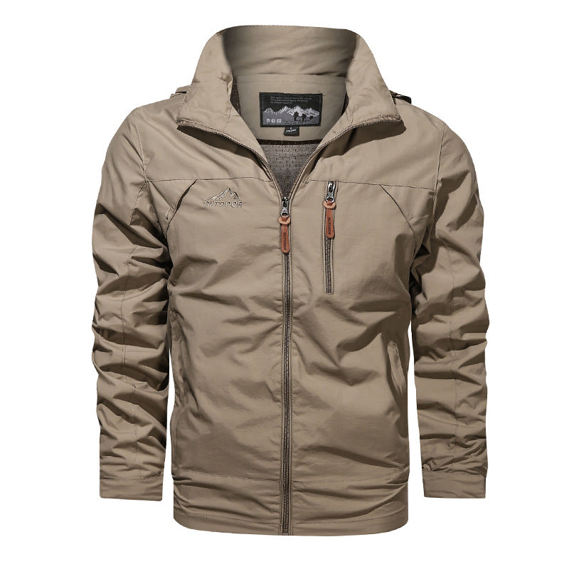 Herren nan leichte wasserabweisende Softshell Outdoorjacke mit Kapuze Brusttasche Drune