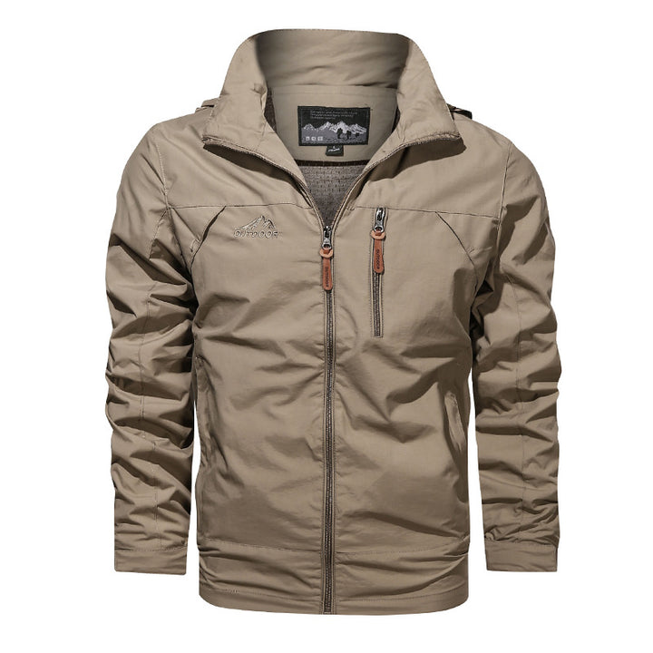 Herren  leichte wasserabweisende Softshell Outdoorjacke mit Kapuze Brusttasche Drune