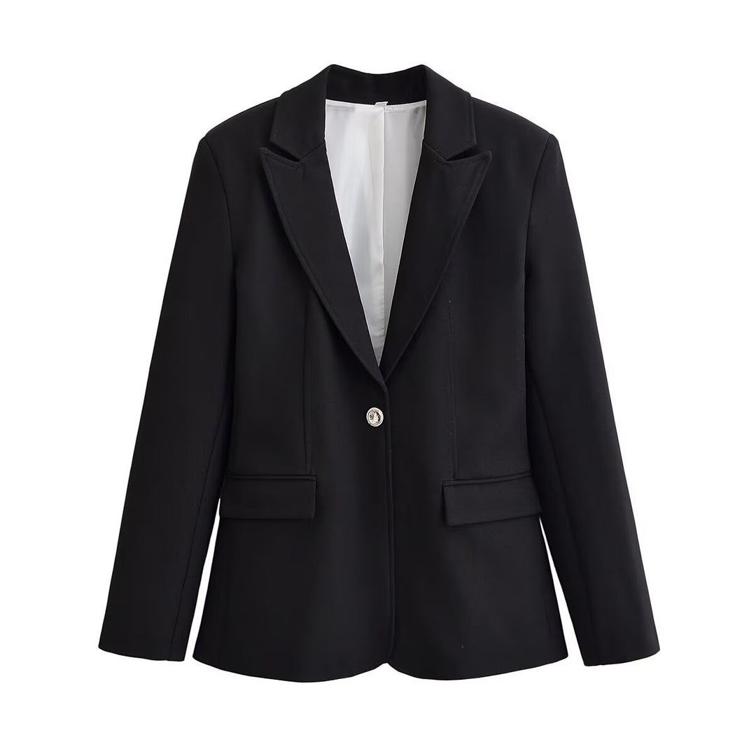 Damen Zeitloser Tailored-Blazer mit Ein-Knopf‑Verschluss, Reverskragen und Pattentaschen Drune