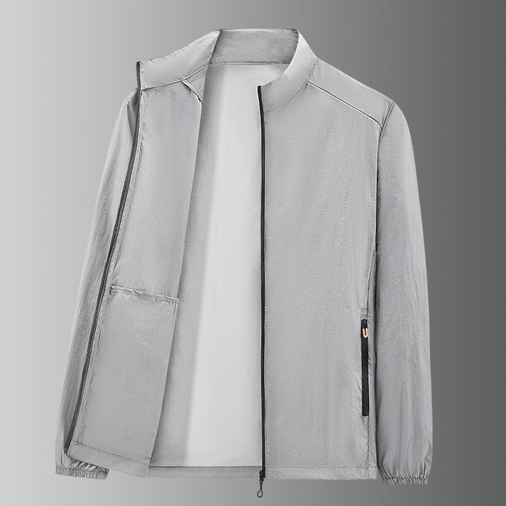 Herren Ultraleichte packbare Windjacke mit Innenfach, Stehkragen & Reißverschlusstaschen Drune