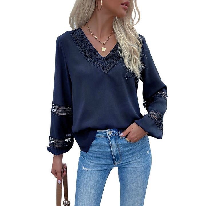 Damen Elegante Bluse mit Spitzendetails Drune