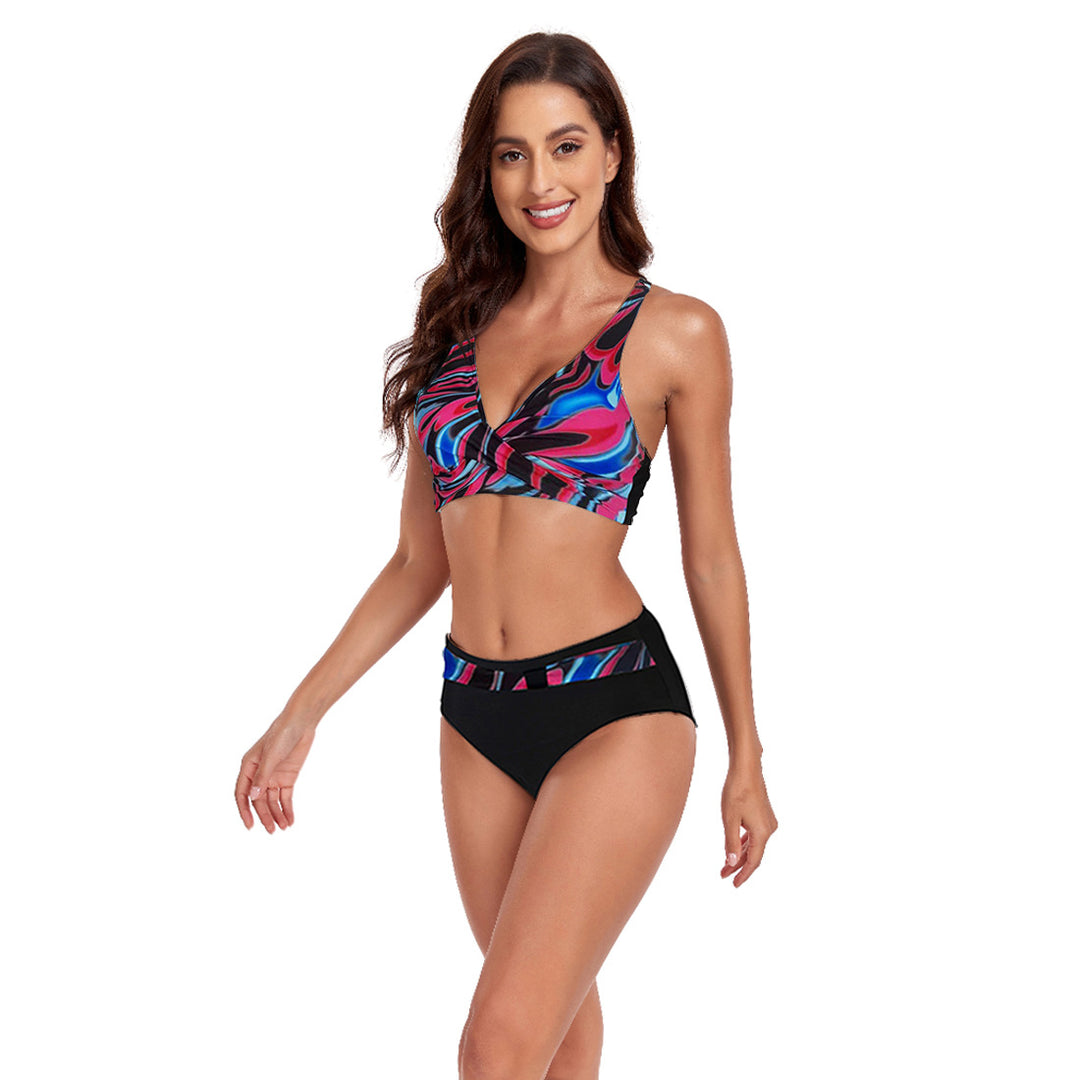Damen Sportliches Bikini-Set mit trendigem Schnitt und modernem Grafikdesign Drune