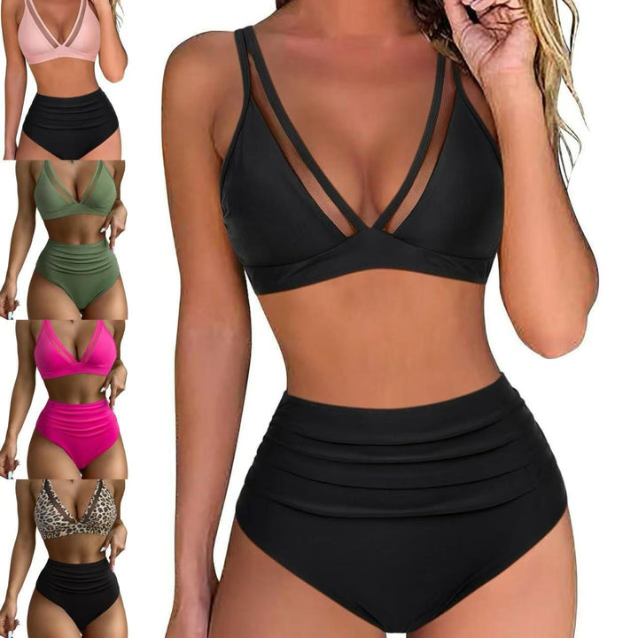 Damen Stylisches Bikiniset mit hohen Bündchen und raffinierten Schnürdetails Drune
