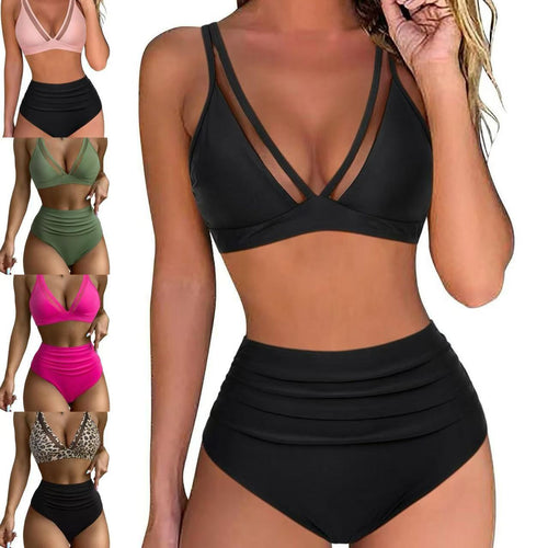 Damen Stylisches Bikiniset mit hohen Bündchen und raffinierten Schnürdetails Drune