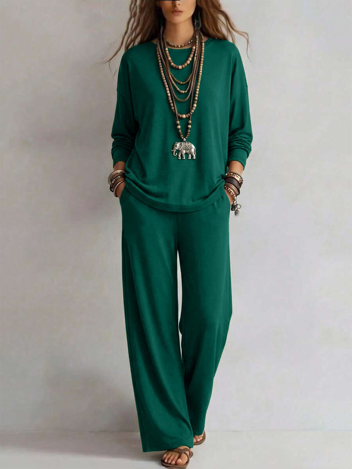 Damen Loungewear-Set mit weitem Bund und Oversize-Langarmshirt Drune