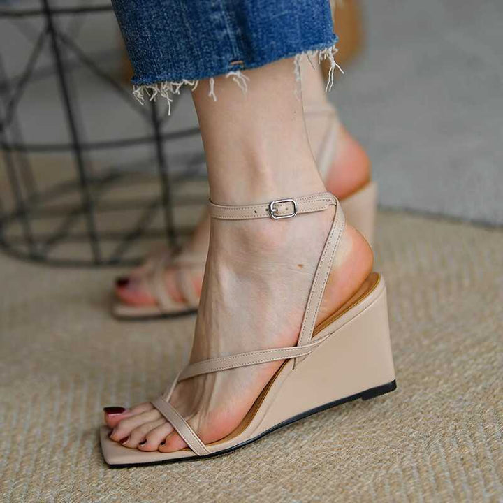 Damen elegante Plateau-Sandalen mit verstellbarem Riemendesign Drune