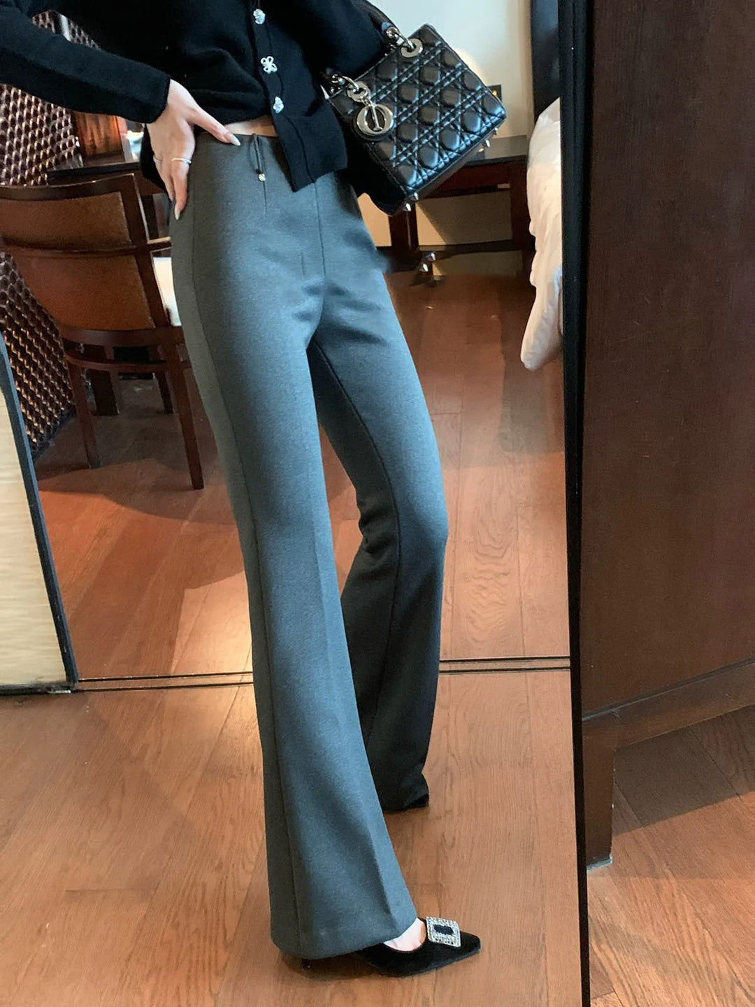 Damen Elegante Flared Hose Drune