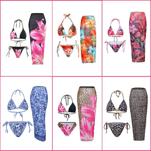 Damen Triangel-Bikini mit floralem und tierischem Muster Drune
