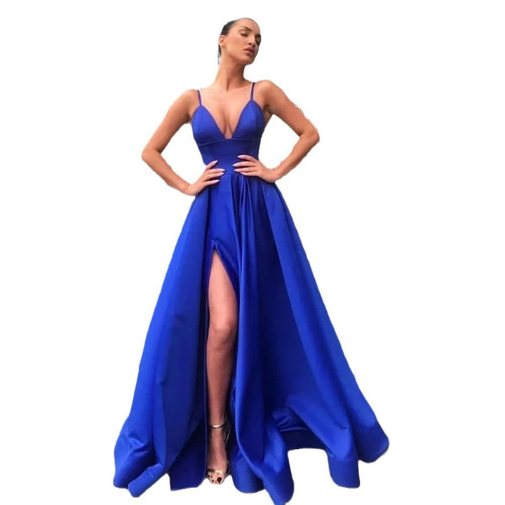 Damen Abendkleid mit aufregendem Beinschlitz und elegantem V-Ausschnitt Drune