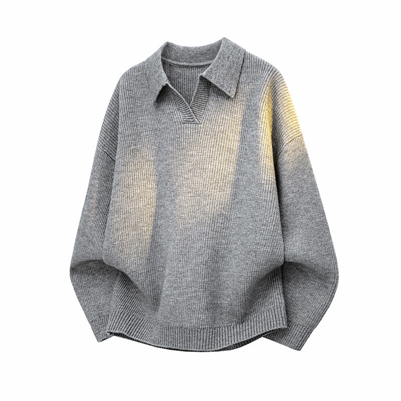 Herren Modischer Grobstrickpullover mit Kragen Drune