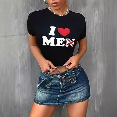 Damen Crop-T-Shirt mit inspirierendem Statementdruck Drune