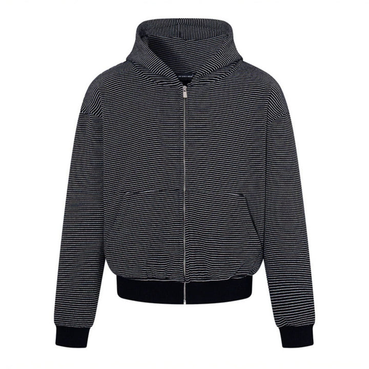 Damen Feinringel-Zipjacke mit hohem Stehkragen, Kängurutaschen und elastischem Saum Drune