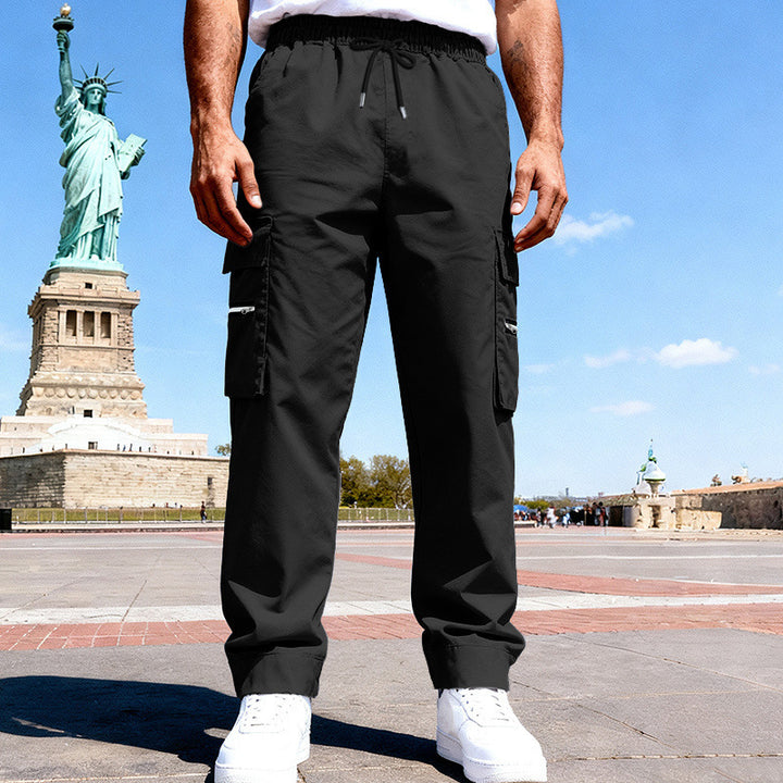 Herren Cargo-Freizeithose mit elastischem Bund, Tunnelzug & Zip-Taschen Drune