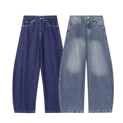 Damen Hochtaillierte Cropped-Jeans mit weitem Bein, Used‑Effekt und klassischen Taschen Drune