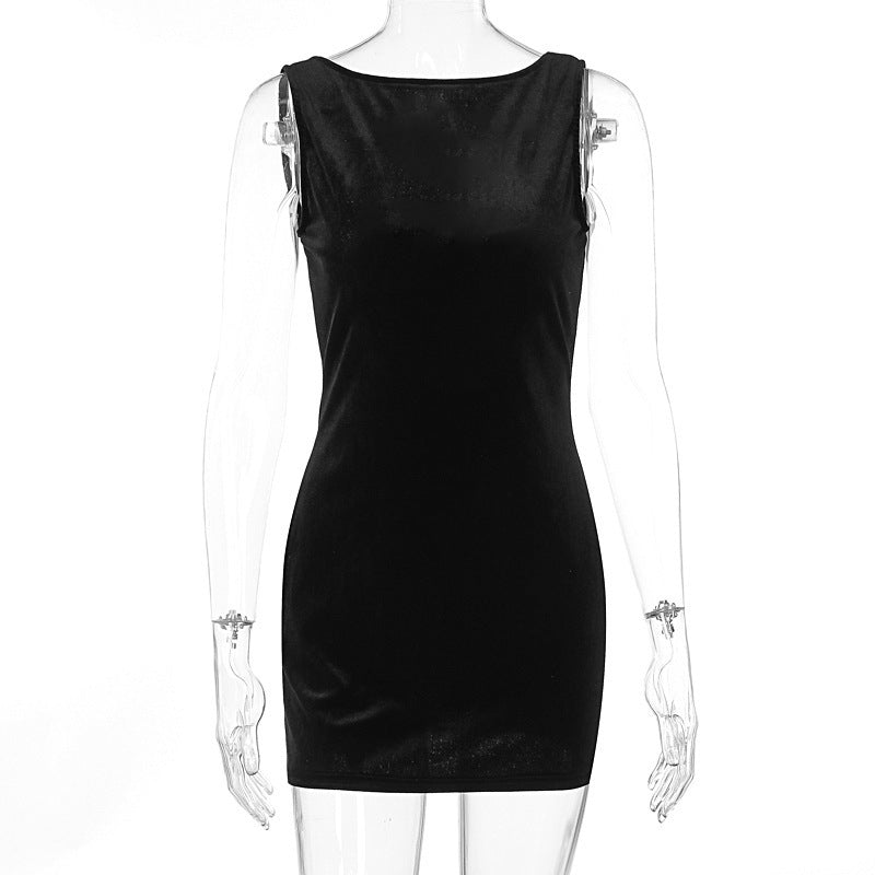 Damen Figurumspielendes Minikleid aus luxuriösem Samtstoff Drune