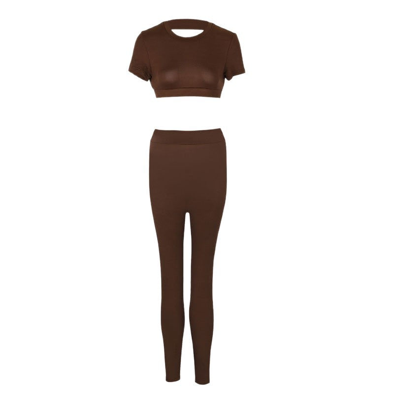 Damen Set aus cropped Oberteil und figurbetonten Leggings Drune