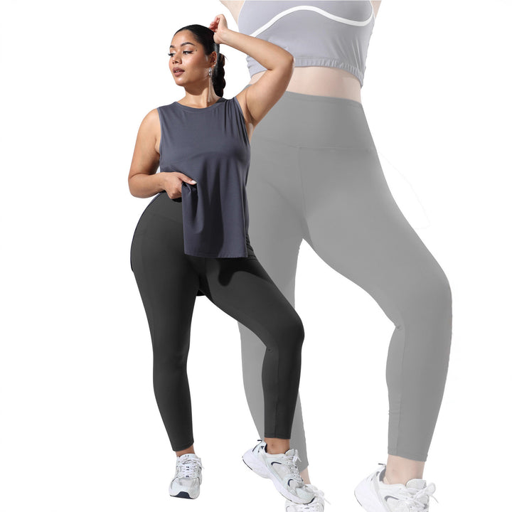 Damen High-Waist Sportleggings mit tiefer Seitentasche und stützendem Komfortbund Drune