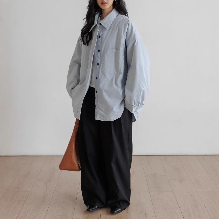 Damen Oversized Bluse mit Knopfdetail Drune