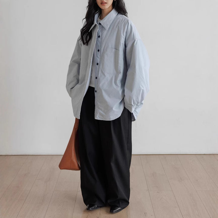 Damen Oversized Bluse mit Knopfdetail Drune