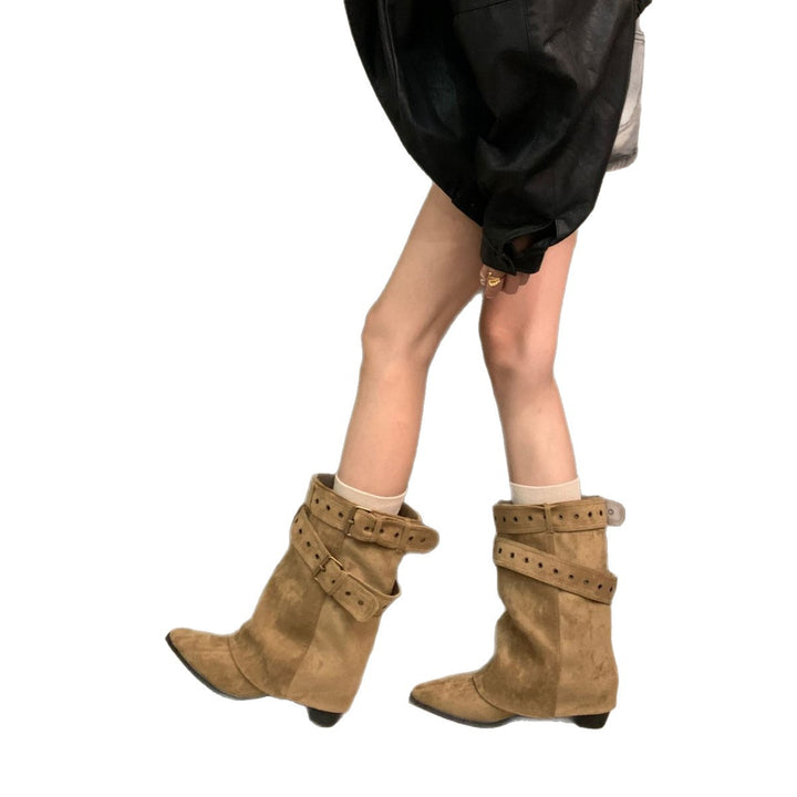Damen Elegante Stiefeletten mit Riemen-Dekor Drune