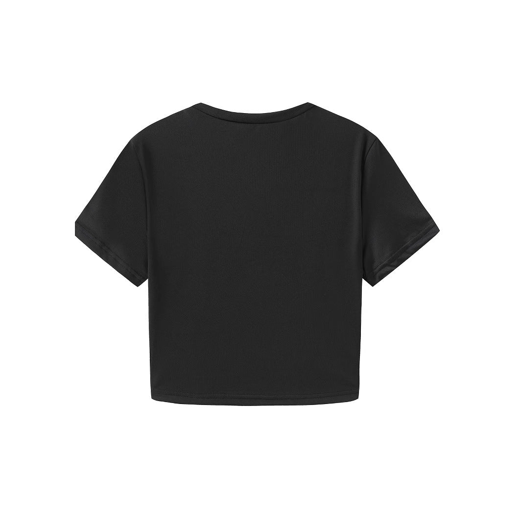Damen Crop-T-Shirt mit fröhlichem Kirschmotiv Drune