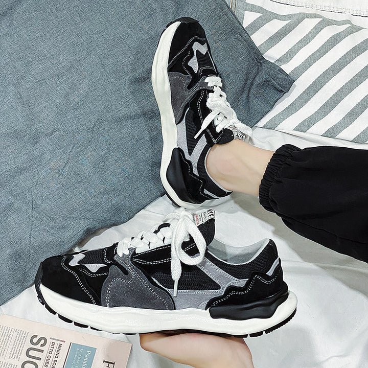 Herren retro-inspirierte Komfort-Sneaker mit Wildleder- und Mesh-Mix, gedämpfter Wellenlaufsohle und gepolstertem Knöchelkragen Drune