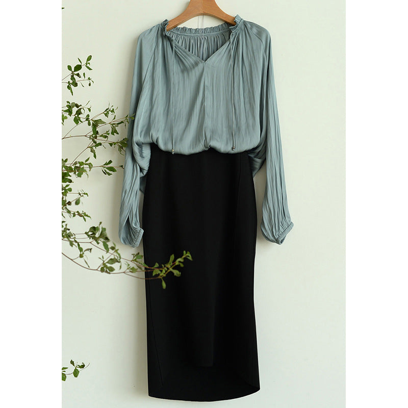 Damen Eleganter Midirock mit hohem Schlitz Drune