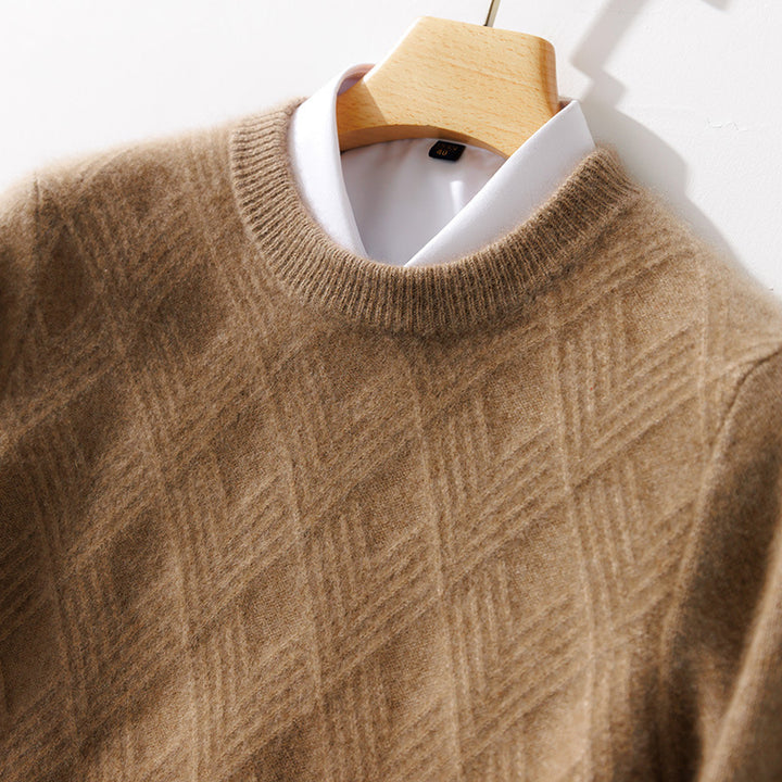 Herren Kurzrollkragenpullover aus Merino‑Mix mit diagonaler Rautenstruktur Drune