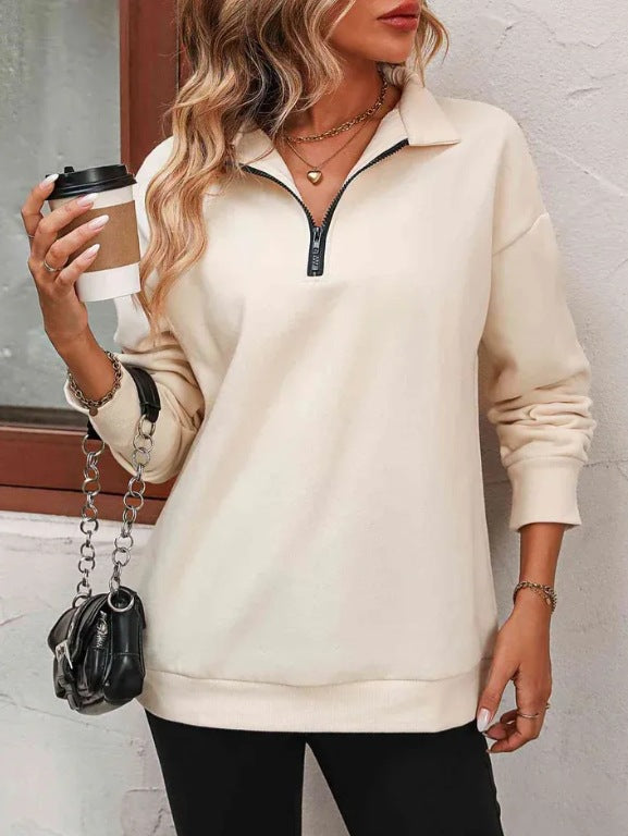 Damen Sweatshirt mit halbem Reißverschluss Drune
