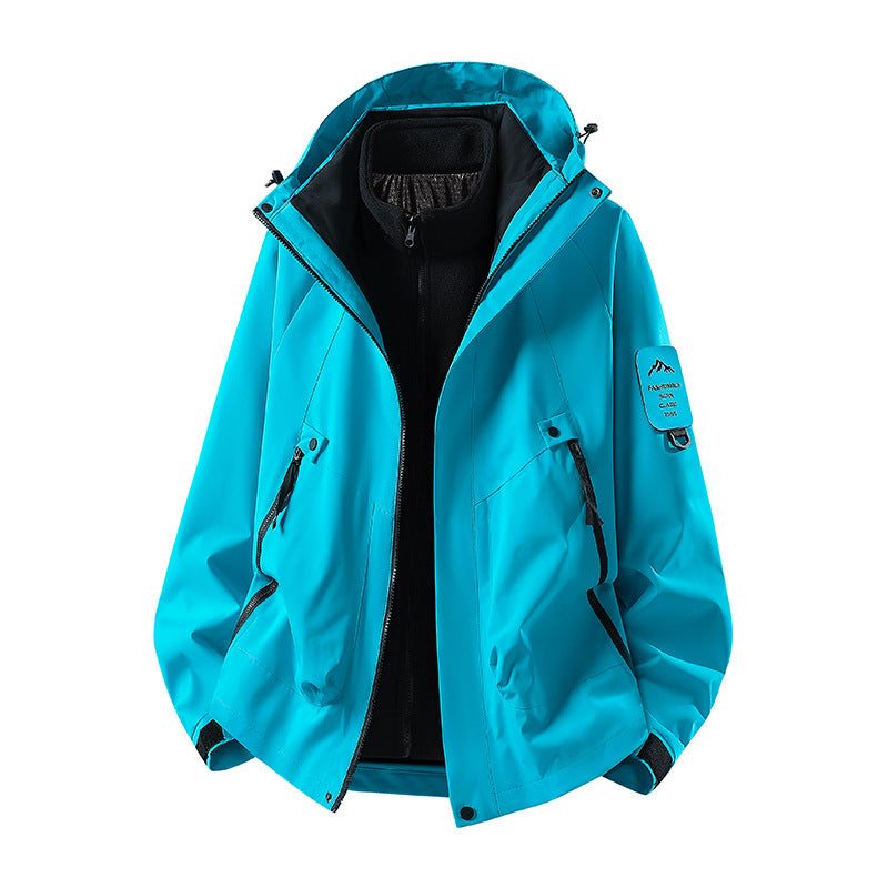 Herren Zwei-in-eins Wetterschutzjacke mit abnehmbarer Steppweste und verstellbarer Kapuze Drune