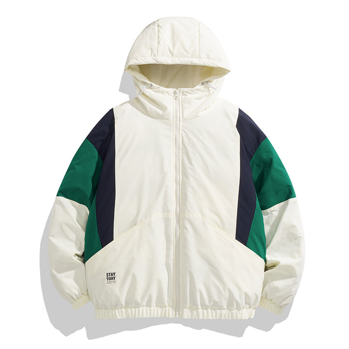 Unisex Kapuzen‑Steppjacke im Colorblock‑Look mit elastischem Saum, Kängurutaschen & leichtem Thermofutter Drune