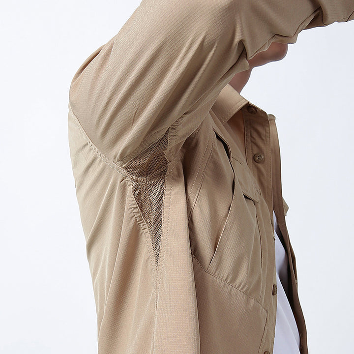 Herren  leichtes Utility-Hemdjacke mit Brustklappen, Reißverschlusstasche und stretchigem Funktionsgewebe Drune