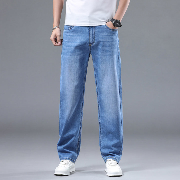 Herren Extraweite Denim-Baggy-Jeans mit geradem Bein & soften Waschungen Drune
