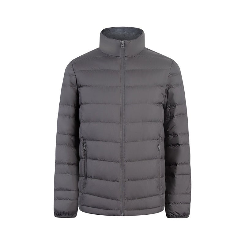 Herren Ultraleichte gesteppte Daunenimitat-Jacke mit Stehkragen Drune