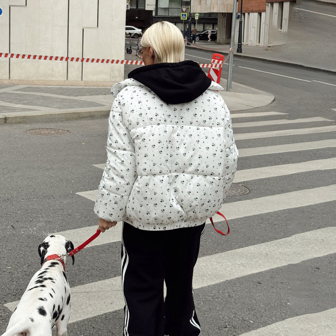 Damen Steppjacke mit floralen Mustern und hohem Kragen Drune
