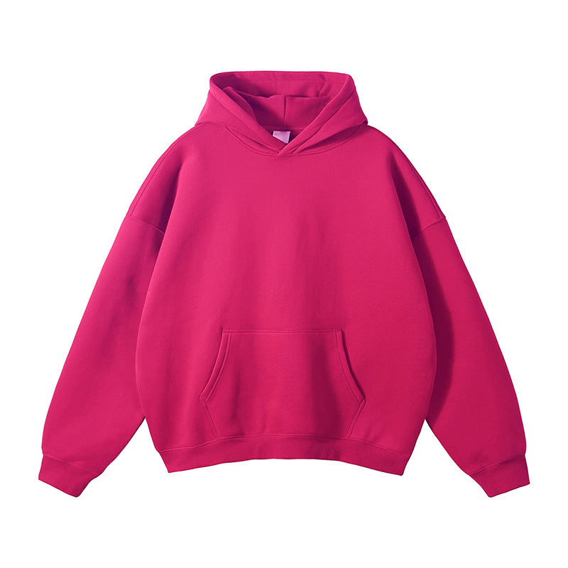Unisex Schlichter Oversize-Kapuzenpullover mit Soft-Fleece-Innenseite und tiefer Raglannaht Drune