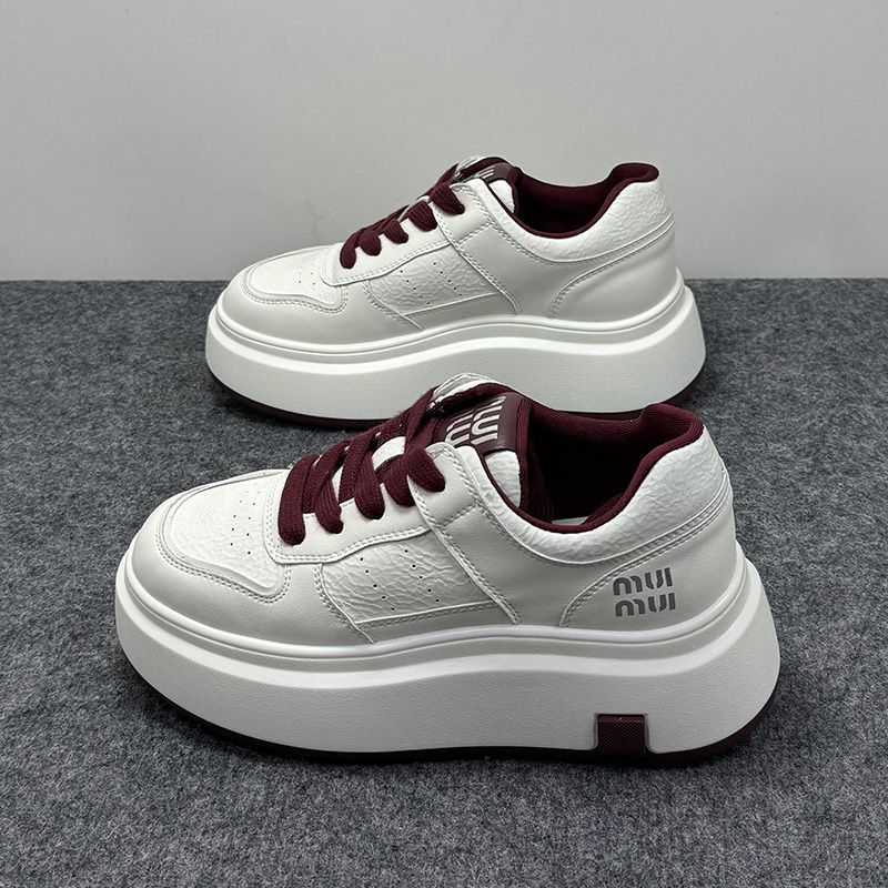 Damen Modische Plateau Sneakers aus strapazierfähigem Leder mit minimalistischer Optik Drune