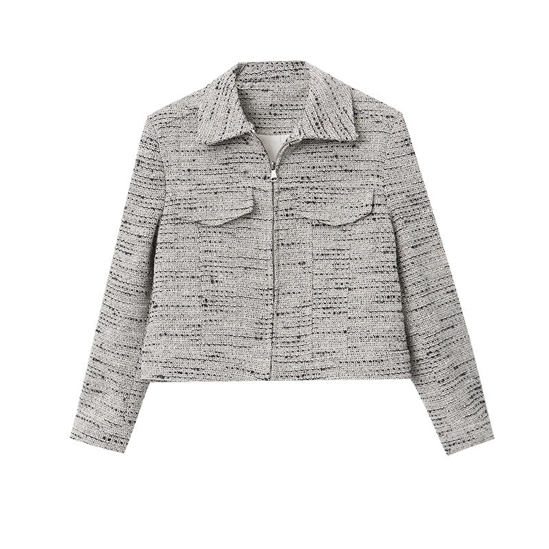 Damen Modische Bouclé-Jacke mit Chesterfield-Kragen Drune
