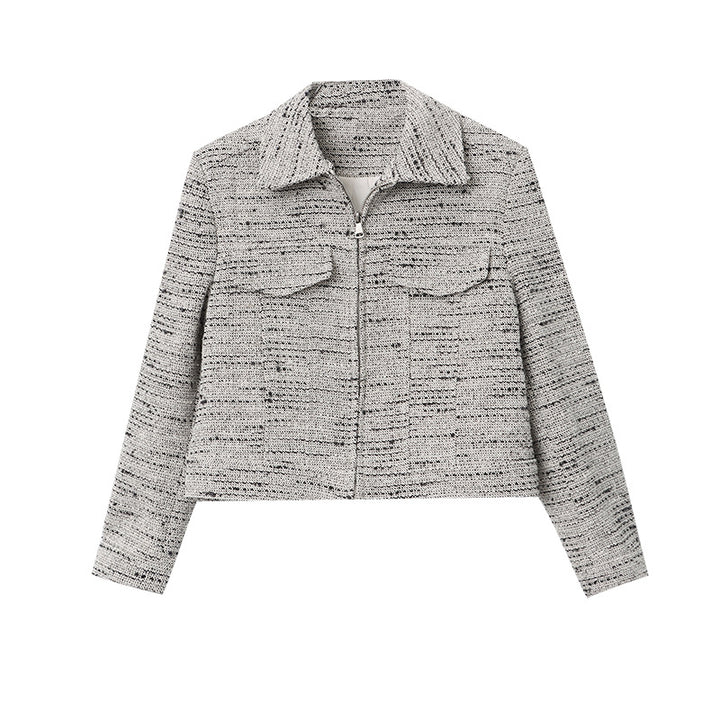 Damen Modische Bouclé-Jacke mit Chesterfield-Kragen Drune