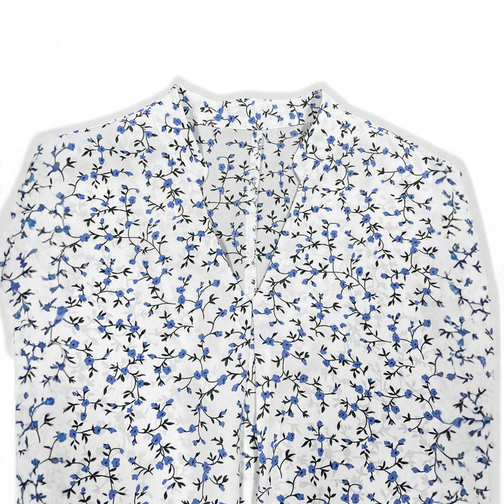 Damen Bluse mit floralem Muster und Rüschenärmeln Drune