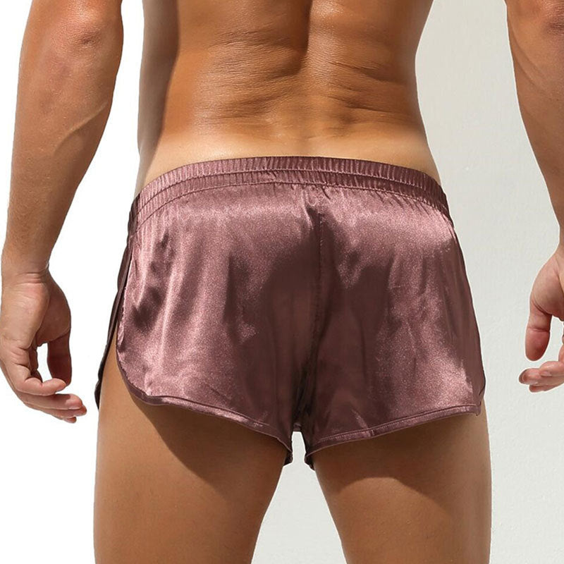 Herren nan kurze Satin-Schlafshorts mit elastischem Bund und seitlichem Schlitz Drune