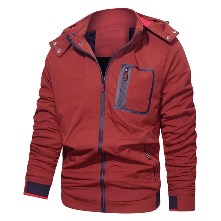 Herren Softshell-Hoodiejacke mit wasserdichten Reißverschlusstaschen und fleecegefüttertem Kragen Drune