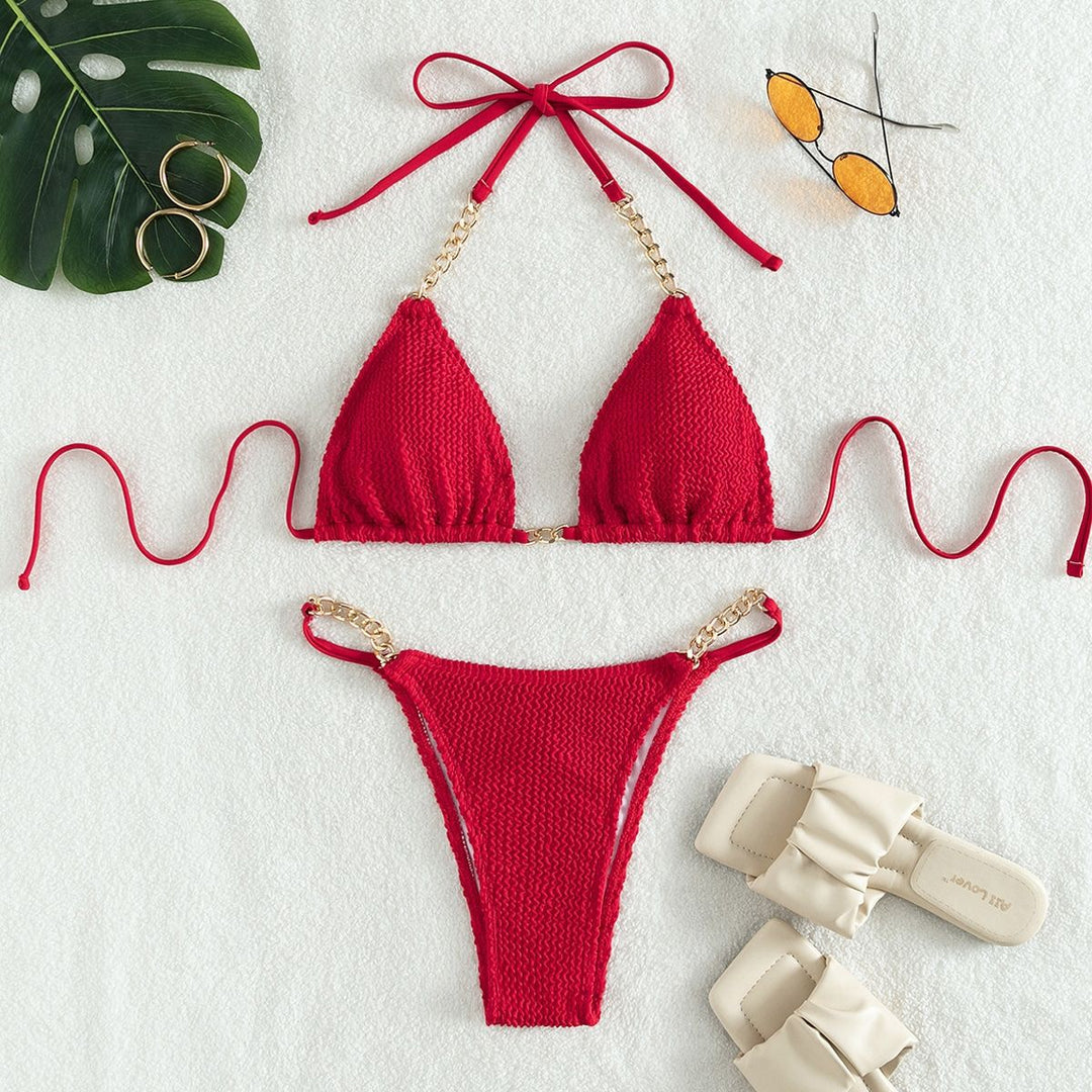 Damen Triangel-Bikini mit eleganten Kettenakzenten Drune