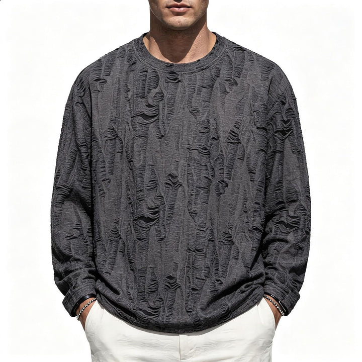 Herren Oversize-Sweatshirt mit ausgefranstem Look und strukturierter Rippoptik Drune