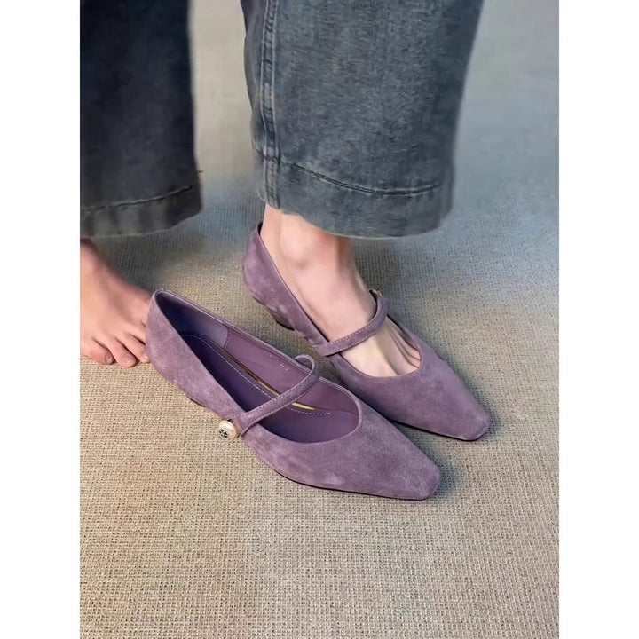 Damen elegante Mary Jane Ballerinas mit modischem Riemenverschluss und schicker Schnallenapplikation Drune