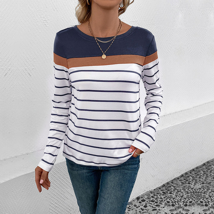 Damen Modisches Langarmshirt mit Streifen Drune