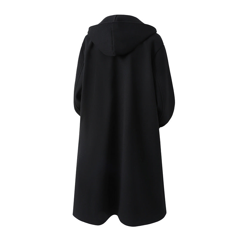 Herren nan Oversize-Cabanmantel mit Kapuze, doppelreihiger Knopfleiste und wärmender Steppfutter-Innenseite Drune
