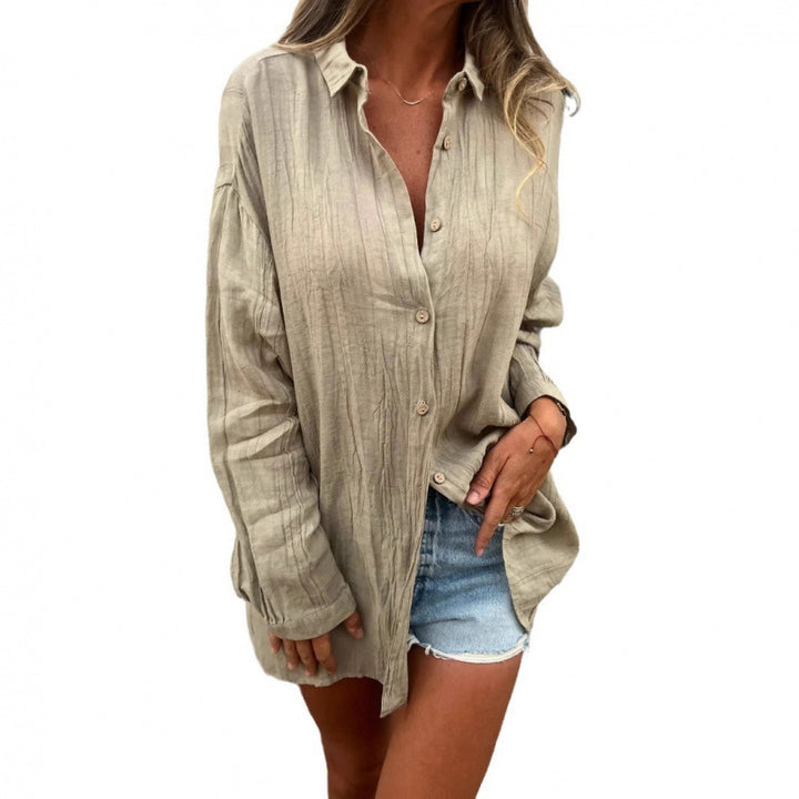 Damen lässige Bluse im Oversized-Stil mit Knopfdetails Drune