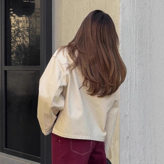 Damen Oversized Jeansjacke im minimalistischen Design mit praktischen Taschen Drune